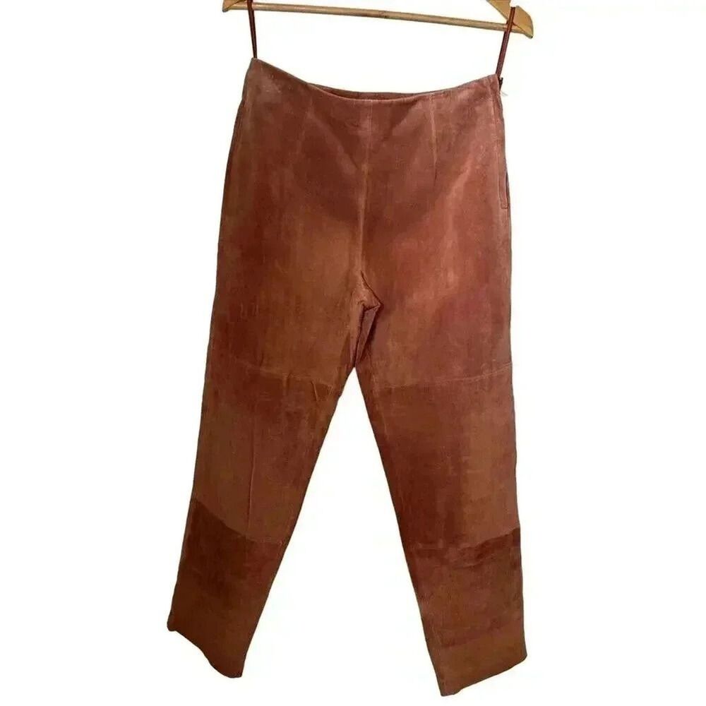 NWT PINK SUEDE Leather Pants Terry Lewis Classic Luxuries Straight Size 6 Petite